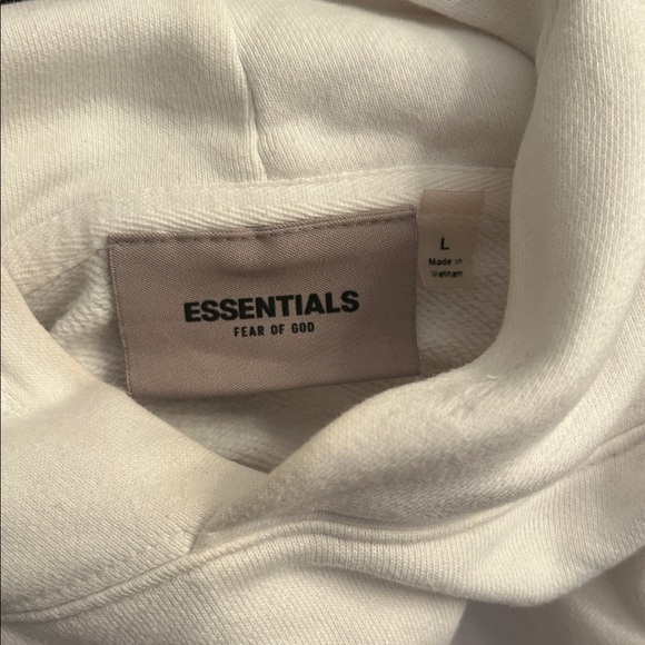 Essentials White Hoodie with Black Lettering - Picture 3 of 4